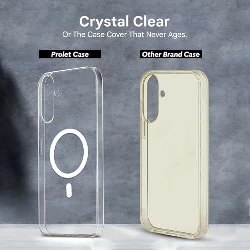 Image of Prolet Anti-Yellow Crystal Clear Hard Case Cover Compatible with Samsung Galaxy S24 with Magnetic Mag-Safe Wireless Charging Support, Shockproof Hard Back Cover (Transparent)