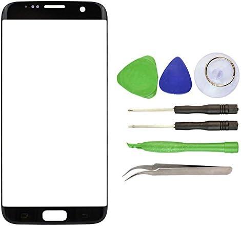 Samsung Galaxy S7 Edge Black Replacement Front Outer Lens Glass Screen CrazyFire Repair Kit with +Tools Kit+ 1 Pair Tweezers+ for G935V G935P G935F G935T G935A