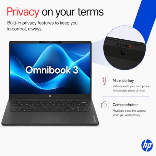 Image of HP OmniBook 3 14 inch Laptop PC, FHD Display, 300 NIts, AMD Ryzen 3 30, 8 GB DDDR5 RAM, 512 GB Gen4 NVMe SSD, AMD Radeon 610M Graphics, Win11, M365* Office24, Iron Gray, 14-hy0030AU
