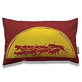 AOYEGO Cats Throw Pillow Cover 12x20 Inch Nine Kittens Run Under Moonlight Animal Rectangle Pillow Cases Home Decorative Cotton Linen Cushion Cover for Bed Sofa Red Yellow