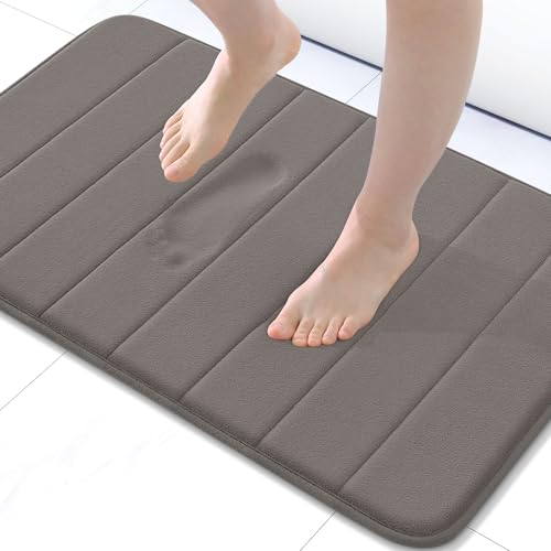 Buganda Memory Foam Bath Mat, 24" x 16", Ultra Soft and Non-Slip Bathroom Rugs, Water Absorbent and Machine Washable Bath Rug for Bathroom, Shower, and Tub, Taupe