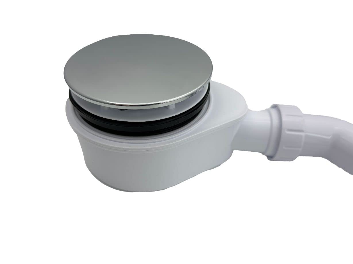ECOLAM Garniture d'écoulement Siphon Bonde pour Receveur de Douche chromé Extra Plat 58 mm Siphon Ø 90 mm écoulement Jano 7302S