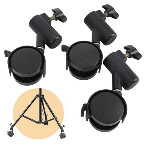 Image of Light Stand Wheels, 16MM Light Stand Wheels Set 3pcs, Silent and Smooth Rolling, Photography C Stand Wheels with Brake for Photo Studio Video