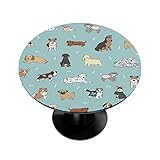 Runde Tischdecke mit elastischem Rand, Cartoon-Motiv, mehrere Hunde, wasserdicht, abwischbar, f¨¹r Au?en- und Innenbereich, f¨¹r Tische mit einem Durchmesser von bis zu 91,4 - 106,7 cm