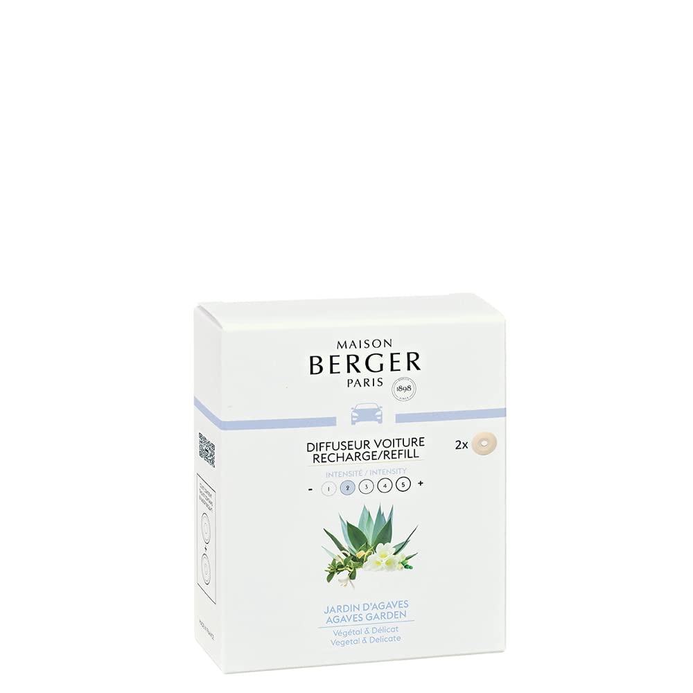 Maison Berger Agaves Garden - Ricariche Per Diffusore Auto, 2 Ricariche In Ceramica, Fragranza Blu-image