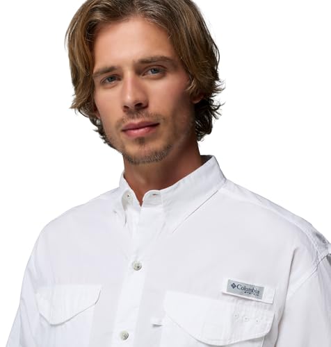 Columbia Men's PFG Bonehead Short Sleeve Fishing Shirt, White, Large