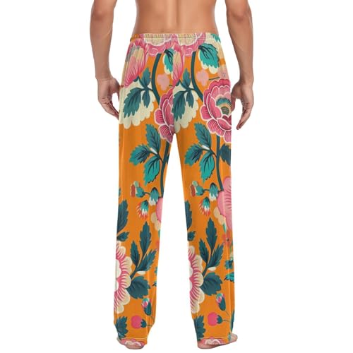 Men's Pajama Pants Aesthetic Mature Flowers Sleep Pajama Lounge Pant with Pockets, Elastic Waistband2