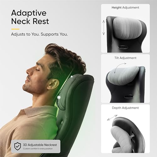 Image of Frido ErgoLuxe Executive Chair | Premium Ergonomic Office Chair with Integrated Lumbar Support | 3D Adjustable Armrests, Retractable Footrest & 145 Reclining | High Back Computer Chair | Black