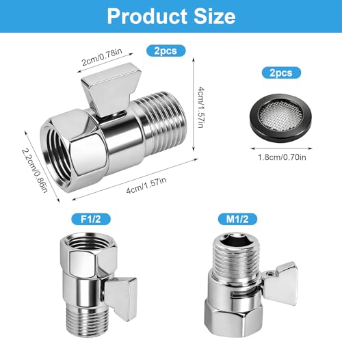 Duschkopf Absperrventil, 2 Stück Poliert Chrom Wasser Absperrventil G 1/2 Dusche Head Absperrventil, Wasserstopper Dusche Durchflussbegrenzer für Duschköpfe Brausearme Handbrausen