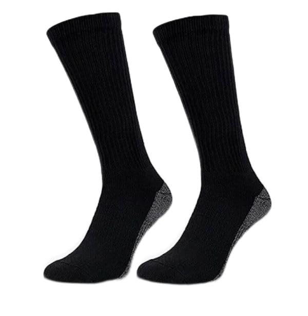 10 Pairs Black Men Socks Reinforced Heavy Duty Work Socks Crew Cushioned Winter Warm 6-12