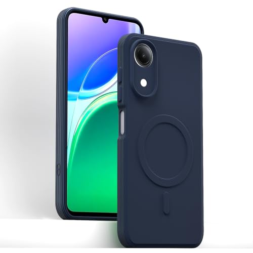 Image of Outlouders Back Cover for Vivo T5e | Soft Matte Silicone | Slim Fit | Magnetic-Safe Logo Design (Magnetic-Safe Not Compatible) | Shockproof | Camera Protection Bumper Case (Blue)