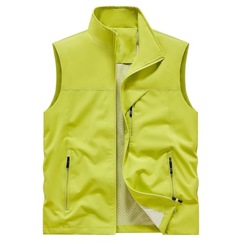 Chaleco cargo de hombre con cuello alto y múltiples bolsillos con cremallera