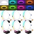 Sunco 6 Pack 6 Inch Smart Ultra Thin LED Recessed Ceiling Lights with Night Light, Tunable CCT 2700K to 6000K, Dimmable, 15W, Smooth Trim, Canless with Junction Box