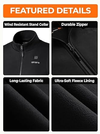 ORORO Womens Heated Fleece Vest (Black, M) and Extended Runtime Battery