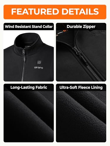 ORORO [Upgraded] Women's Heated Fleece Vest with Heated Collar and Battery, Lightweight Heating Vest Fleece (Black,S) - Thumbnail 5