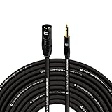 Balanced XLR Cable Male to 3.5mm TRS - 100 Feet Black - Pro 3-Pin Microphone Connector for Powered...