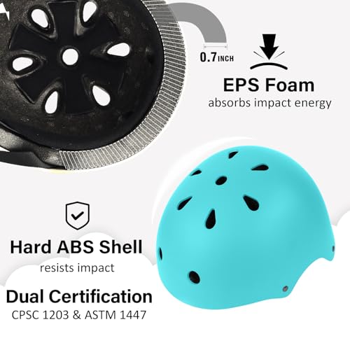 Image of Adult Skateboard Bike Helmet for Men and Women, Lightweight Adjustable, Multi-Sport for Bicycle Skate Scooter (Aqua, Large)