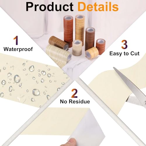 Image of PATIKIL Wood Grain Tape 4.7 inch x 32 ft, Self-Adhesive Wood Texture Repair Tape Realistic Wooden Effect Patch for Furniture Cabinets Floor Walls, Beige