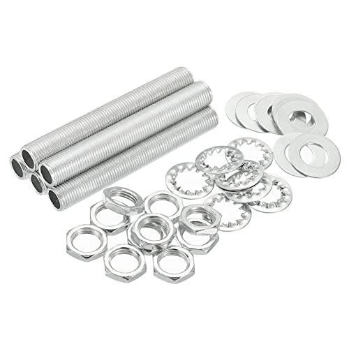 Image of MECCANIXITY 2.8 inch Lamp Pipe Kit with Lock Nuts Washers 1 /8IP Thread Fasteners Assortment for Chandelier Ceiling Light Repair Assembly DIY Hardware, Pack of 35