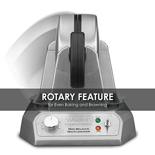 Image of Waring Mini Belgian Waffle Maker with Rotary Feature | Rotary Feature for Even Baking, 100 Mini Waffles an Hour, for Restaurants & Commercial Kitchens, NSF Certified