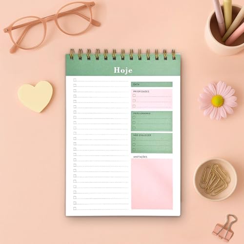 Planner Semanal Vertical Espiral Mesa 50 Folhas Organizador Bloco...