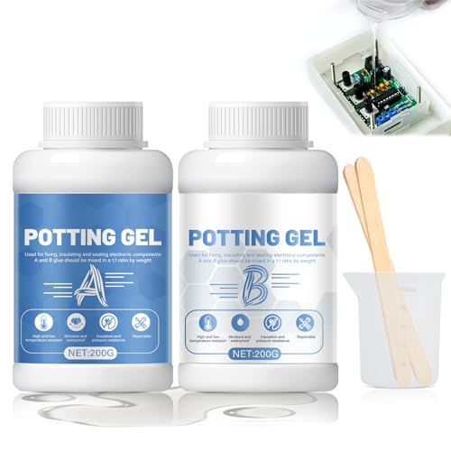 AllisWay Elektrovergussmasse Gießharz Elektro Vergussmasse Elektronik Zweikomponenten Silikon Isoliergel Demontierbar Geeignet zum Abdichten von Elektrischen Anlagen etc (transparent gramm 400)