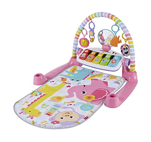 Fisher-Price Baby Play Mat | Deluxe Kick & Play Baby Play Gym for Newborn Baby to 3 Year Olds with Light Up Piano, Toys and Comfy Baby Mats for Floor Play | Playmats & Floor Gyms - Pink, HBB75