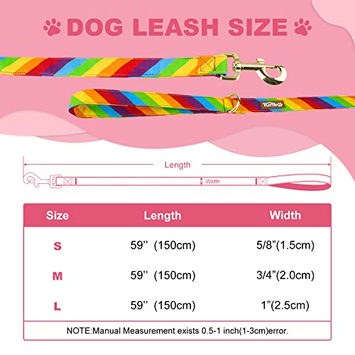 Image of Tunkoo Rainbow Dog Leash LGBT Flag - Stylish, Safe, Comfortable for Small Medium Large Dogs Pets Daily Walking M