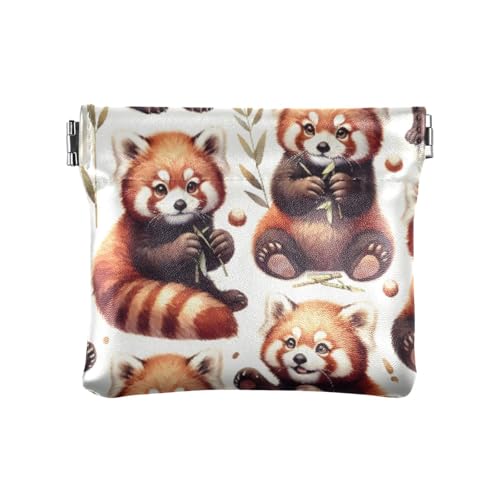 Cute Red Panda Coin Purse Leather Pouch Change Purse, Squeeze Coin Pouch for Cards, Keys & Lipsticks, Unisex