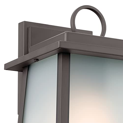 Kichler Norward Outdoor Wall Light, 1 Light Exterior Modern Wall Sconce for Garage or Entryway with Satin Etched Glass in Olde Bronze®, (10.25" H x 7.5" W) by Kichler - Image 2