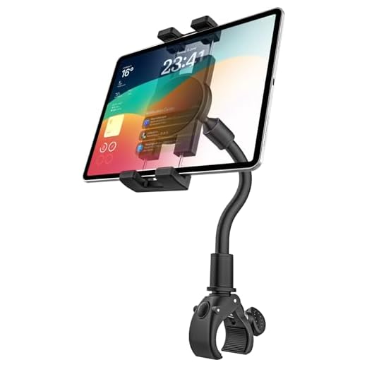 GDZN Suporte para tablet de bicicleta Gooseneck Spin, suporte para tablet de esteira de bicicleta ergométrica, suporte para guidão elíptico de bicicleta interna para iPad Pro 12,9/Air/Mini, Galaxy