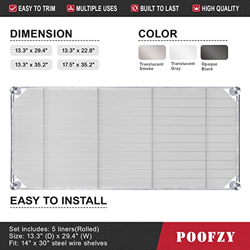 Poofzy Shelf Liners For Wire Shelving, 14 X 36 Inch Shelf Liner For Kitchen Cabinets Non-Adhesive (Rolled 4Pk, White) #TOP3