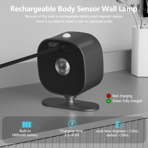 Image of Motion Sensor Wall Sconces of 2PCS, Cordless Auto Motion Activated LED Wall Lights 360Rotate& Rechargeable Battery Operated, 3 Brightness, Indoor Motion Detection Wall Lamps for Hallway Stairway