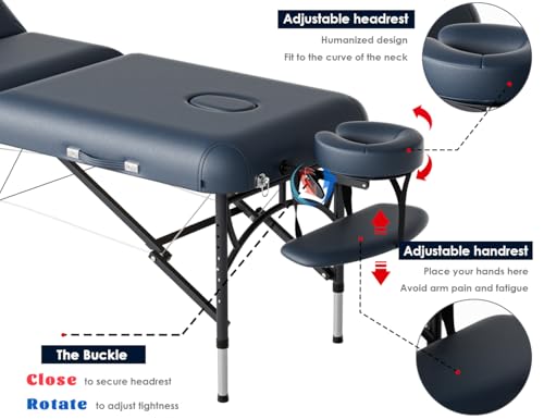 Image of CLORIS 84 inch Professional Massage Table 3 Section Portable Hold Up to 1100LBS
