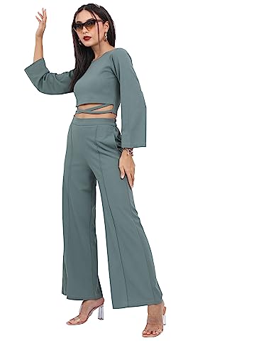 Image of KETCH Women's Polyester Blend Regular Fit Full Sleeve Co-Ord Set