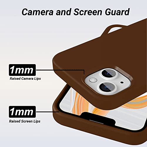 Image of LIRAMARK Liquid Silicone Soft Back Cover Case for Apple iPhone 13 Mini (5.4 Inch) (Brown)