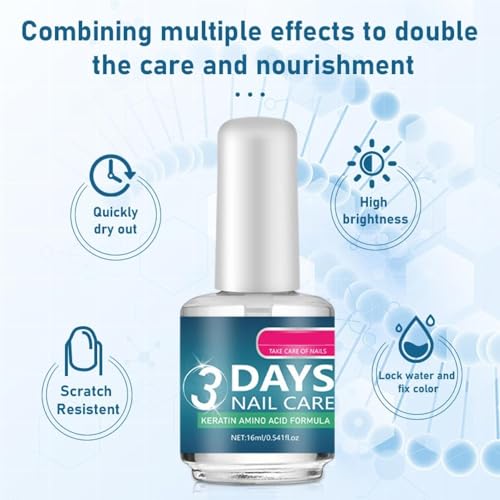 Soin Des Ongles 3 Jours à Kératine Aux Acides Aminés, 16 ml Vernis Durcisseur Ongle Extra Fort, 3 Days Nail Care, Nail Care Oil with Keratin Amino Acid Formula, Daily Strengthening Nourishment (1PC) – Image 6