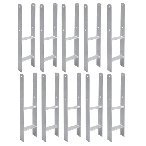 Vigevee H-Pfostenanker 10 Stück H-anker Pfostenträger Bodenanker für Pfosten H-Pfostenschuh für Zaun und Gewächshaus Pfosten Vierkantholzpfosten(101x600mm)