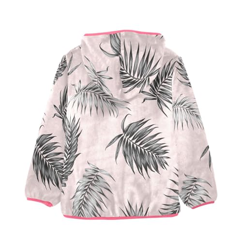 OTVEE Jungle Rainforest Palm Tree Leaves Kids Hoodie Jacket Fall Spring Full Zip Warm Outwear Coat2