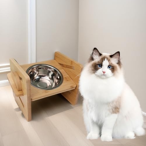 Erhöhter Hundenapf, Hundenapf Erhöht, Erhöhte Hundenäpfe, Fressnapf Hund Erhöht, Erhöhter Futternapf, Futternapf Hunde mit Edelstahl Fressnapf für Kleine Hunde, Katzen, 4 Höhen