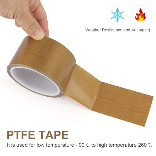 Image of BOMEI PACK PTFE Glass Cloth Tape, 2.2 inchx 33 ft High Temperature PTFE Tape Abrasion Resistant Surface Protection for Vacuum Sealer Machine, Hand Impulse Sealers Insulation Coated