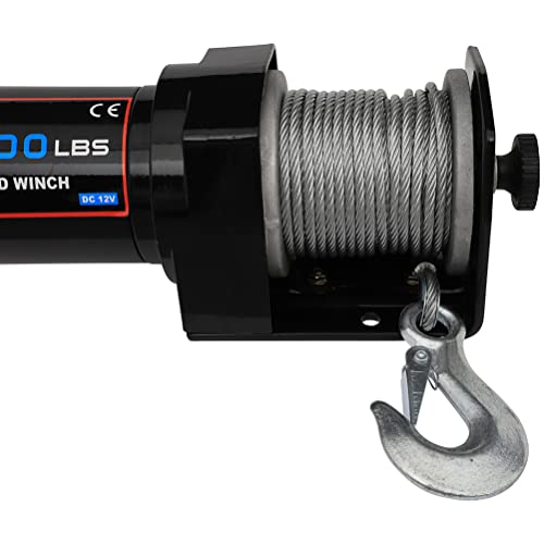 Winche eléctrico 12V 2000LB con cable de acero para remolque miniatura 7