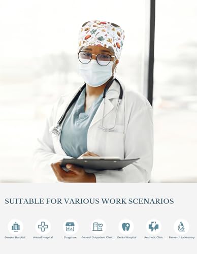 Image of Scrub Caps for Women with Buttons, Classic Surgical Caps