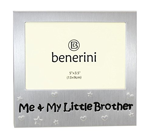benerini ' Me and My Little Brother ' - Photo Picture Frame Gift - 5 x 3.5 - Aluminium Silver Colour Gift for Him
