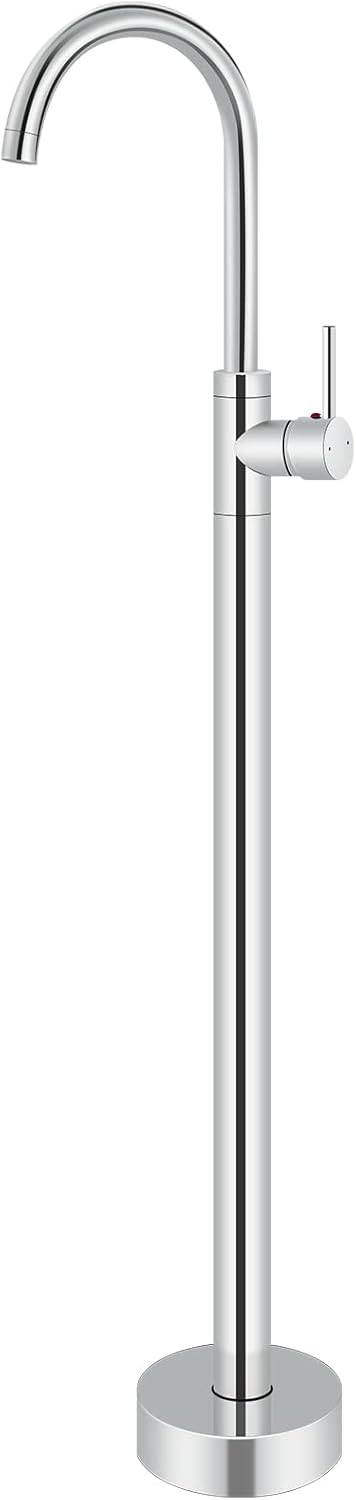 Aolemi Freestanding Bathtub Faucet Polish Chrome Bathroom Floor Mount Tub Filler Single Lever Brass Mixer Tap Single Handle