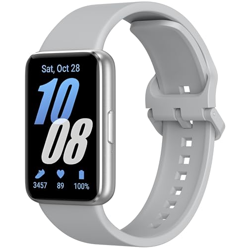 Vancle Correa para Samsung Galaxy Fit 3 para Mujeres Hombres, Correas de Silicona TPU Suave, Pulsera de Repuesto Impermeable Deportiva para Samsung Galaxy Fit 3 SM-R390, Gris Claro