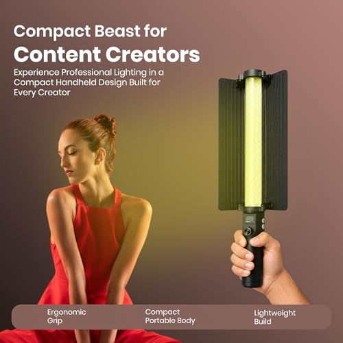 Image of Simpex LS-120R 20W RGB Light Stick LED Video Light with 4000mAh Rechargeable Battery, OLED Display, Crown Button Control, 2800K-8500K, CRI95+ & FX Effects for Photography & Live Streaming(Black)