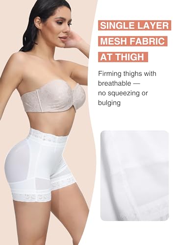 Image of SHAPSHE Butt Lifter Shapewear Shorts for Women, High-Waist Tummy Control | 4 Flexible Waist Stays | Silicone Waist & Leg Grips | Contoured Back Seams | Mesh Thigh Panels | Lace-Trimmed Leg Hem