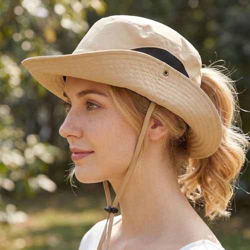 Sombrero de pescador Khaki para mujer con protección solar miniatura 3