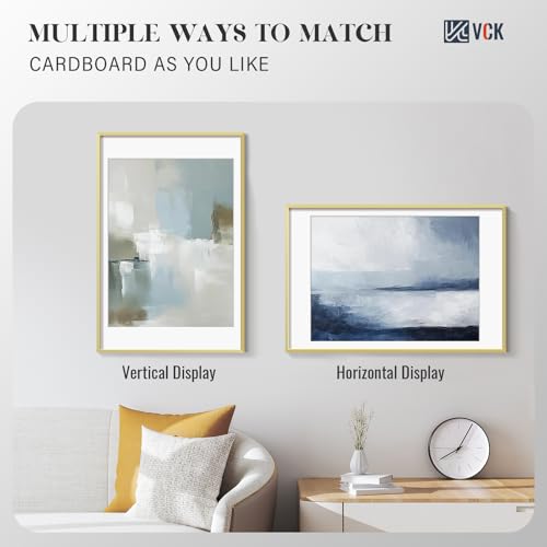 Image of VCK 20x30 Frame, Gold Metal - Matted to 18x24, 3 Pack, for Large Poster